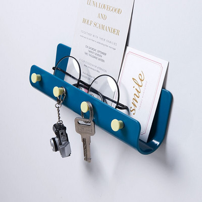 U-образна закачалка за ключове Органайзер Държач Поставка за съхранение Стенна кука Лепило за монтиране на рафт за мобилен телефон Рафтове за окачване на вратата на спалнята