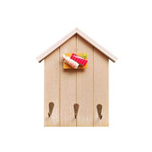 C90D Suport chei montat pe perete în formă de casă din lemn cu 3 cârlige Suport pentru chei pentru raft decorativ pentru intrare, bucătărie, birou, casă