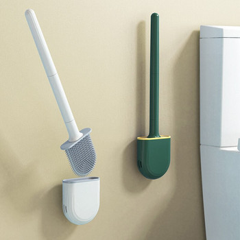 Силиконова глава на четката Четка за тоалетна Непропусклива основа Удобна санитарна четка Почистване Гъвкава четка с меки косми Монтирана на стена