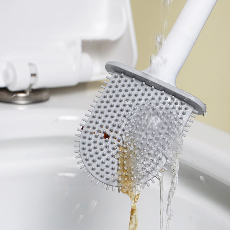 Silikoonharjapea WC-hari lekkekindel alus Mugav sanitaarharja puhastamine Paindlik pehmete harjastega hari Seinale kinnitatav