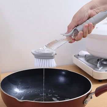 Четка за почистване на кухня с гъба за миене на съдове 2 в 1 Четка за миене на съдове с дълга дръжка Домакински почистващи инструменти