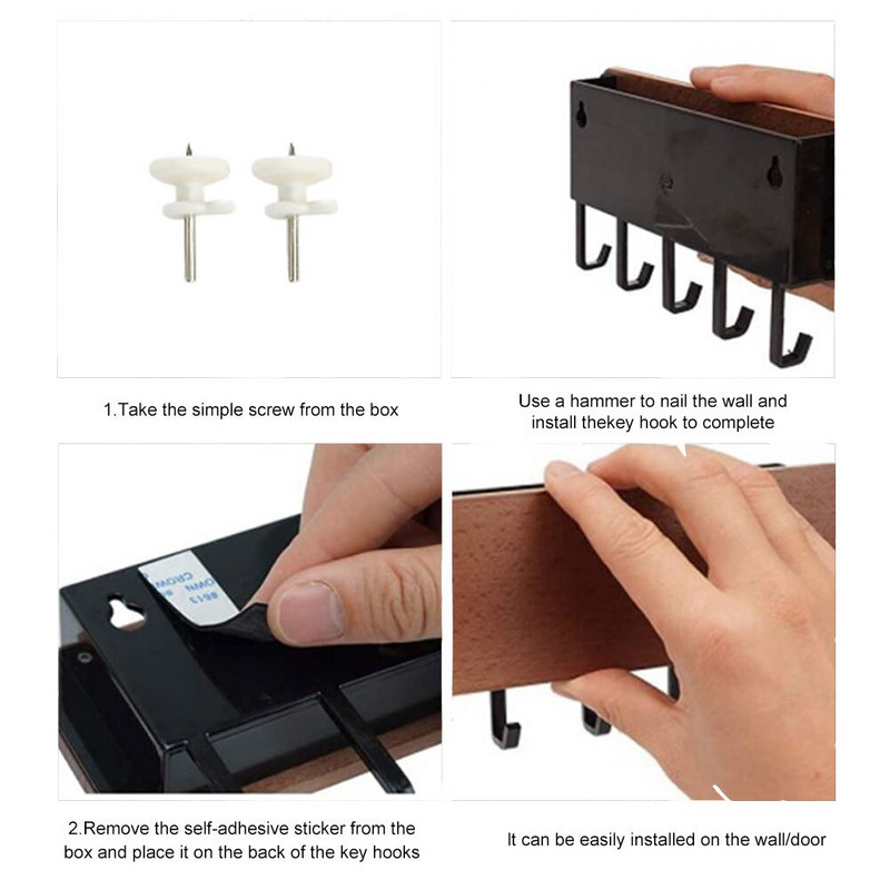 Uus seinale riputatav tüüp puidust dekoratiivne seinariiul Mitmesugused hoiukarbid Prateleira riidepuu korraldaja võtmehoidja puidust seinariiul