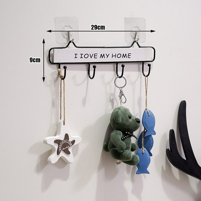 Sinised rauast seinahoidikud Nordic Simple Creative köögiriiul Kodu nagid Riidepuud Võtmed Konksud Hoiuriiuli raam Korraldaja Kaunistus