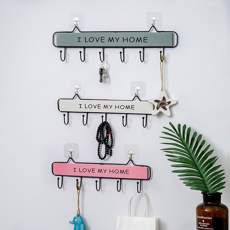 Sinised rauast seinahoidikud Nordic Simple Creative köögiriiul Kodu nagid Riidepuud Võtmed Konksud Hoiuriiuli raam Korraldaja Kaunistus