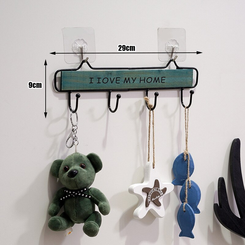 Sinised rauast seinahoidikud Nordic Simple Creative köögiriiul Kodu nagid Riidepuud Võtmed Konksud Hoiuriiuli raam Korraldaja Kaunistus