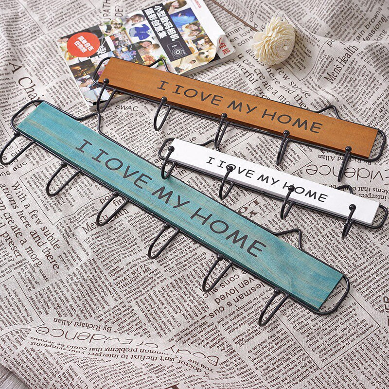 Sinised rauast seinahoidikud Nordic Simple Creative köögiriiul Kodu nagid Riidepuud Võtmed Konksud Hoiuriiuli raam Korraldaja Kaunistus