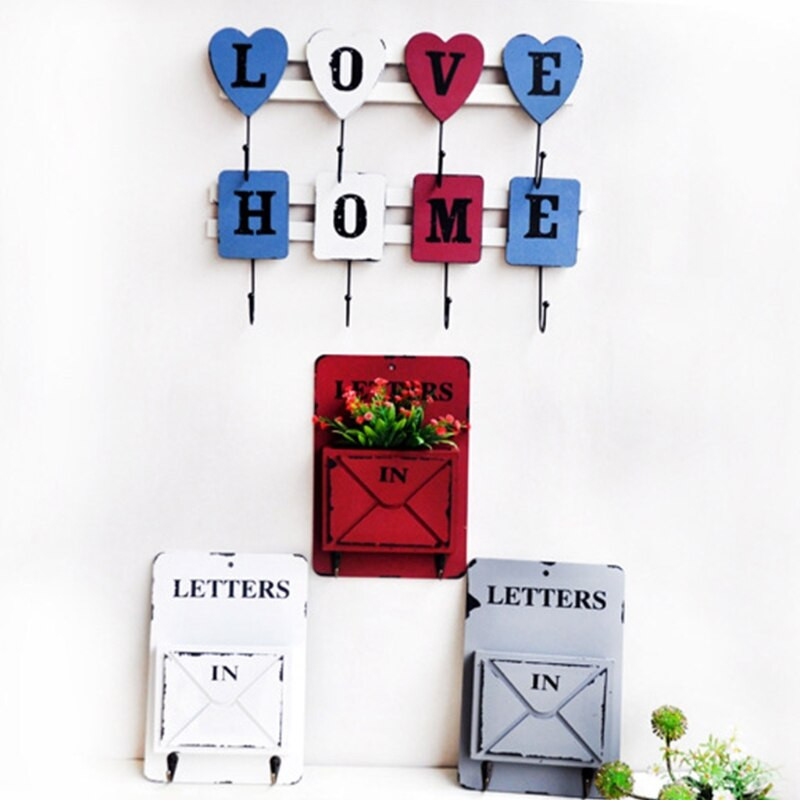 Plic retro creativ pentru articole diverse Raft multifuncțional Suport pentru chei Cutie de depozitare Cârlige agățate Cutii din lemn de epocă Decor de perete pentru acasă