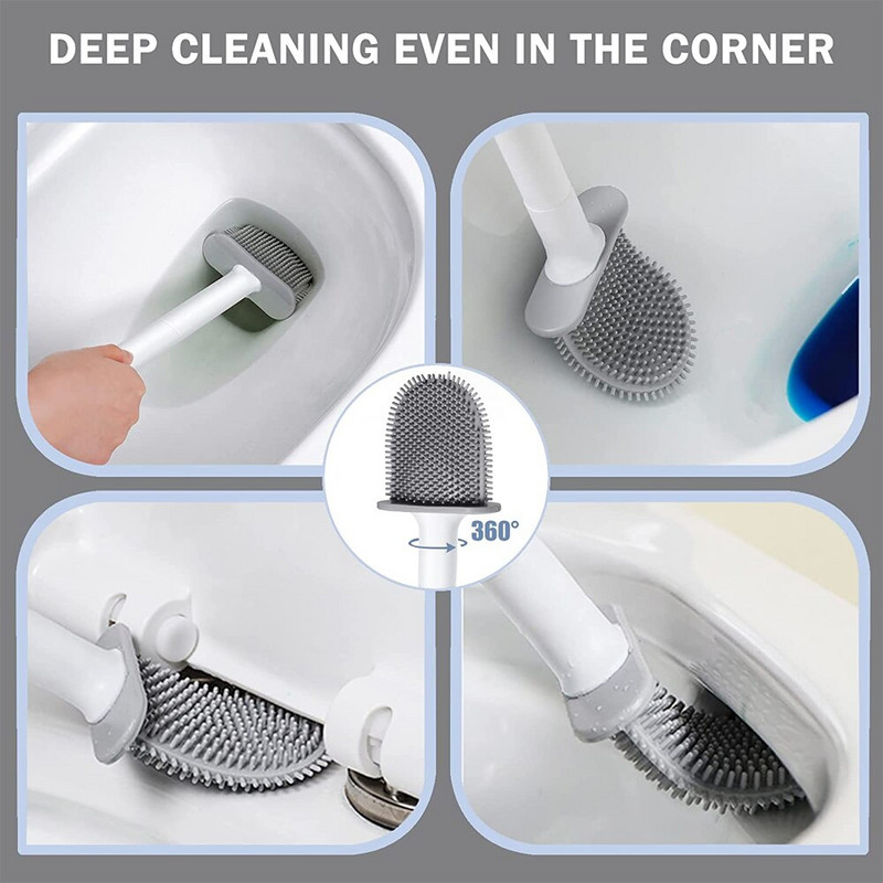 Kiiresti kuivav hoidik WC-hari Pehme silikoonharjastega Painduv harjapea Puhastusvahendid WC-puhastusvahend Vannitoatarvikud