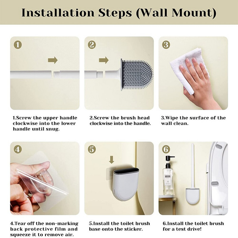 Kiiresti kuivav hoidik WC-hari Pehme silikoonharjastega Painduv harjapea Puhastusvahendid WC-puhastusvahend Vannitoatarvikud