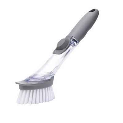 2 în 1 perie de curățat bucătărie burete dozator automat de lichide cu mâner lung mașină de spălat vase burete detergent unelte de curățare pentru uz casnic