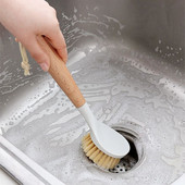 Ξύλινη μακρά λαβή για τηγάνι Βούρτσα Πιάτων Μπολ Πλύσιμο Βούρτσα Καθαρισμού Πρακτικά Κρεμαστά Αντικολλητικά Εργαλεία Καθαρισμού Λάδι κουζίνας