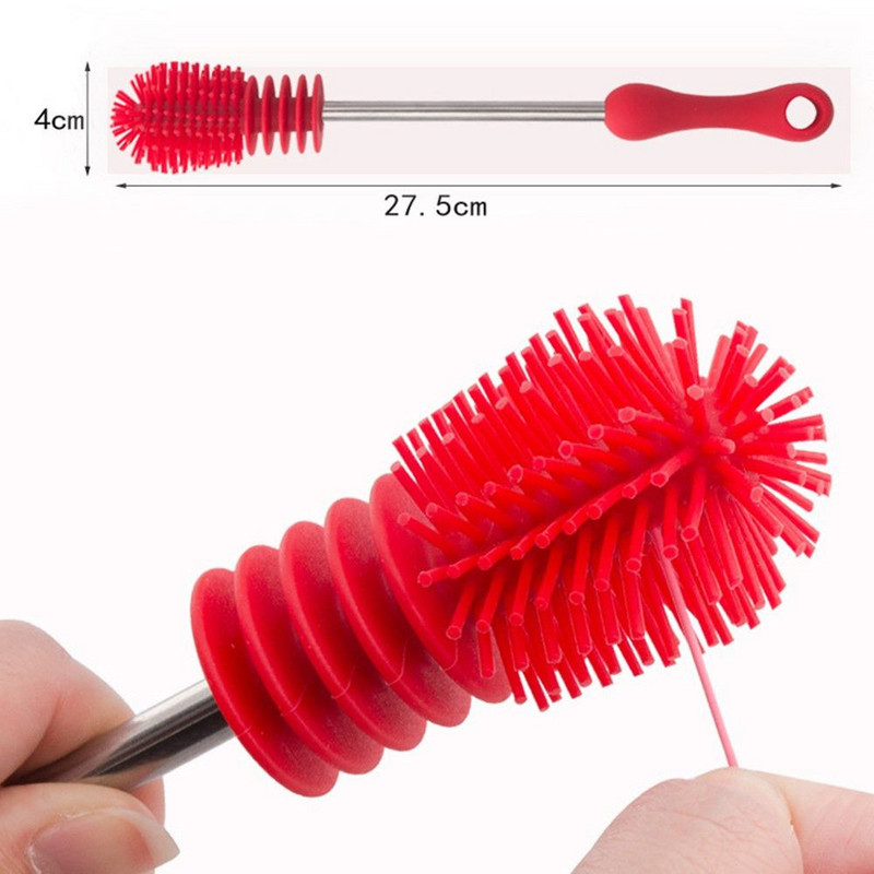 Βούρτσες για μπουκάλια Βούρτσα σιλικόνης Πλαστική μακριά λαβή Μπουκάλια τροφοδοσίας Καθαριστικό καθαριστικό γυαλιού Βούρτσα καθαρισμού φλυτζανιών