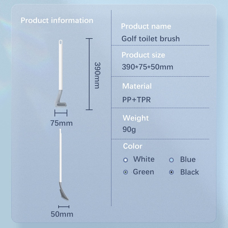 Perie de toaletă din silicon pentru golf, nouă, în 5 culori, cu set de suport, perie de curățare a toaletei cu mâner lung, accesorii sanitare moderne pentru baie
