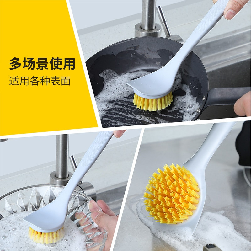 Eyliden Pan Pot Dish Pot Brush Scrub Scrub Kitchen with Scraper Tip Άνετη λαβή άοσμες τρίχες για καθαρά καλούπια στο τηγάνι