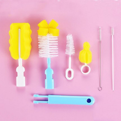 Βούρτσα μπιμπερό περιστροφής 360 μοιρών Baby nipple Milk Bottle πιπίλα μωρού Κύπελλο θηλής καθαρισμού σφουγγαράκια Σετ χειρός μαλακό κεφάλι