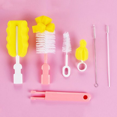 Βούρτσα μπιμπερό περιστροφής 360 μοιρών Baby nipple Milk Bottle πιπίλα μωρού Κύπελλο θηλής καθαρισμού σφουγγαράκια Σετ χειρός μαλακό κεφάλι