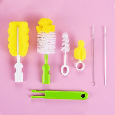 Βούρτσα μπιμπερό περιστροφής 360 μοιρών Baby nipple Milk Bottle πιπίλα μωρού Κύπελλο θηλής καθαρισμού σφουγγαράκια Σετ χειρός μαλακό κεφάλι