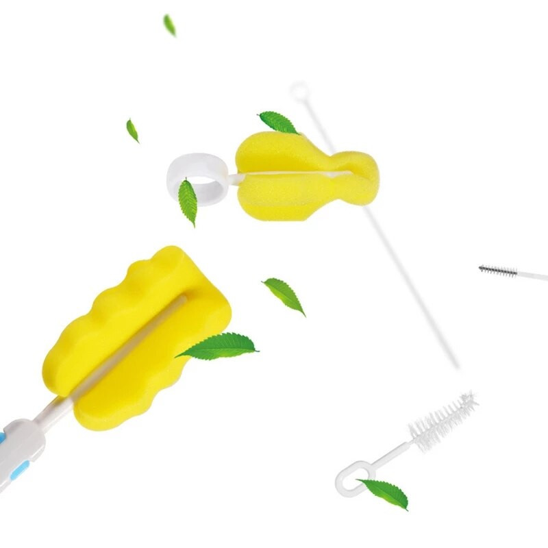 Βούρτσα μπιμπερό περιστροφής 360 μοιρών Baby nipple Milk Bottle πιπίλα μωρού Κύπελλο θηλής καθαρισμού σφουγγαράκια Σετ χειρός μαλακό κεφάλι