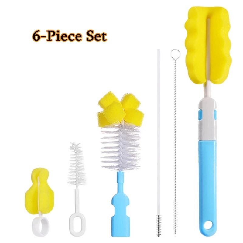 Βούρτσα μπιμπερό περιστροφής 360 μοιρών Baby nipple Milk Bottle πιπίλα μωρού Κύπελλο θηλής καθαρισμού σφουγγαράκια Σετ χειρός μαλακό κεφάλι