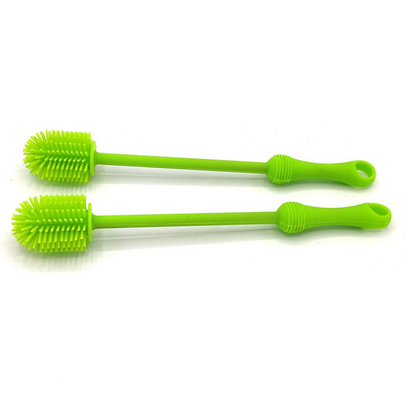 Φορητή βούρτσα για μπουκάλια σιλικόνης Πολυλειτουργική βούρτσα καθαρισμού κουζίνας με μακριά λαβή Ελαφρύ, βολικό πράσινο πινέλο