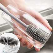 Perie de spălare a paharelor Sticle de lapte Perie rotativă pentru cupe Mâner special Gap Pete de ceai Curăţare Perie din silicon rigid Produse de curăţare Fierbinte