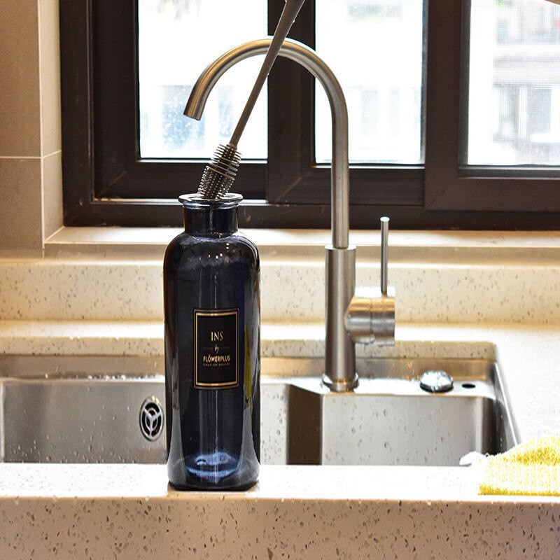 Perie de spălare a paharelor Sticle de lapte Perie rotativă pentru cupe Mâner special Gap Pete de ceai Curăţare Perie din silicon rigid Produse de curăţare Fierbinte