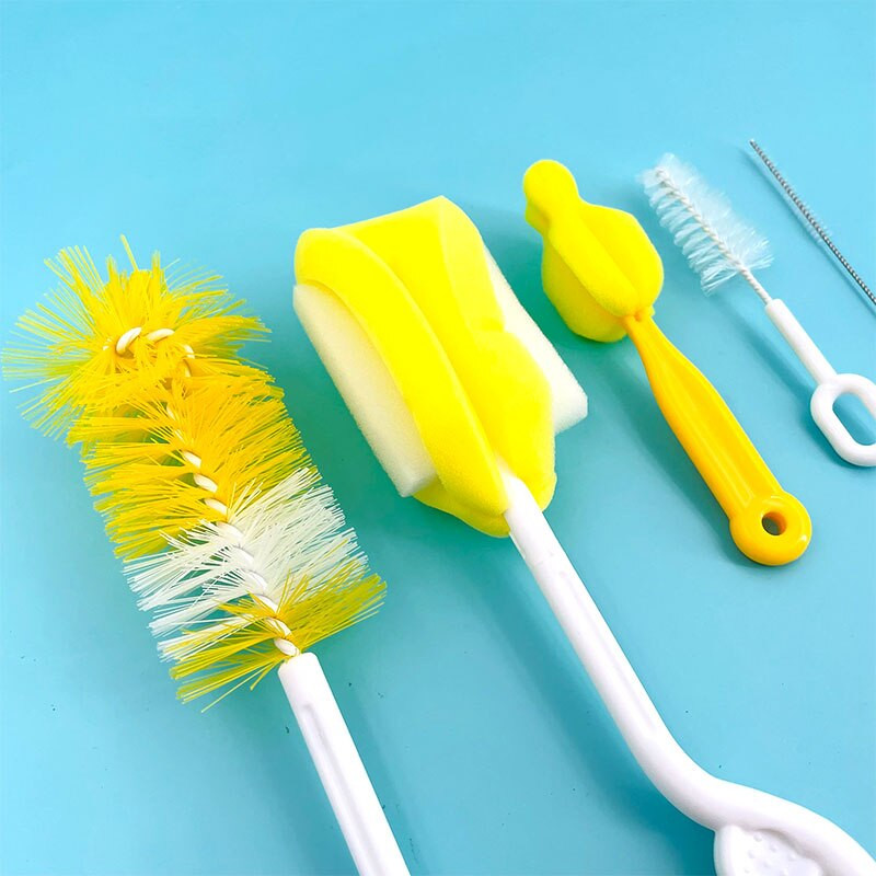 5tk/partii pudelihari 360 kraadi pöörlev beebilutt, nibude puhastusharjade komplekt käeshoitav pehme peaga toidukvaliteediga kastmine