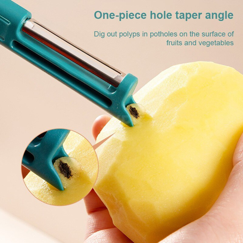 Βούρτσα καθαρισμού λαχανικών κουζίνας 2 σε 1 με χειροκίνητο αποφλοιωτή, Νέο πολυλειτουργικό μαχαίρι καθαρισμού πατάτας για αξεσουάρ πλυσίματος φρούτων