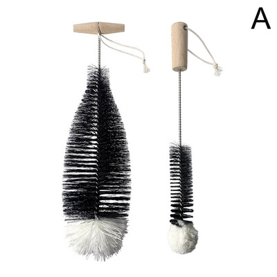 Βούρτσα για μπουκάλι ρεύματος αναψυκτικού με λαβή από ξύλο οξιάς Βάση καθαρισμού γυάλινης φιάλης Βούρτσα καθαρισμού Εύκολη στο καθάρισμα Μπουκάλια Βάζα Εξειδικευμένα γυάλινα σκεύη