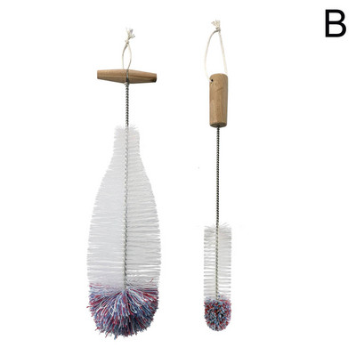 Βούρτσα για μπουκάλι ρεύματος αναψυκτικού με λαβή από ξύλο οξιάς Βάση καθαρισμού γυάλινης φιάλης Βούρτσα καθαρισμού Εύκολη στο καθάρισμα Μπουκάλια Βάζα Εξειδικευμένα γυάλινα σκεύη