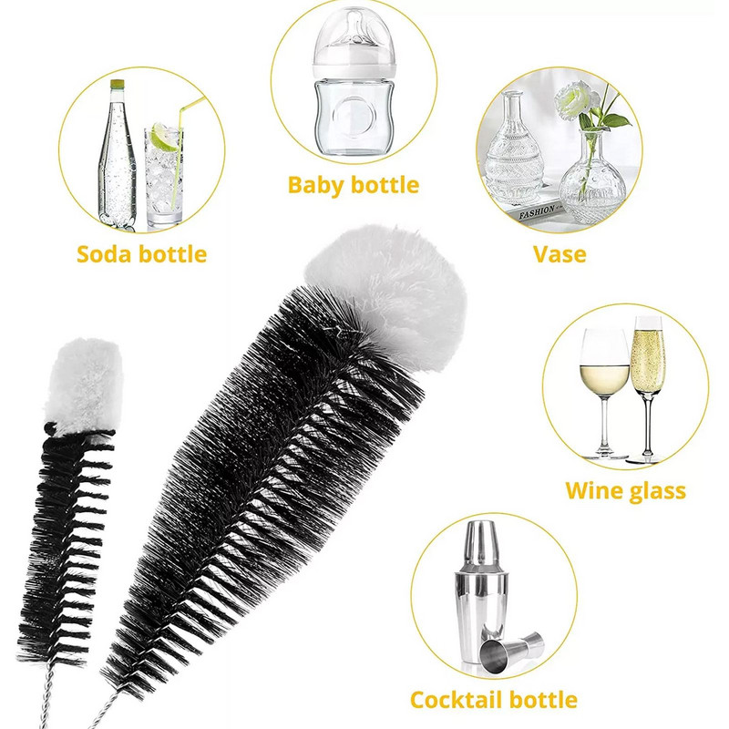 Βούρτσα για μπουκάλι ρεύματος αναψυκτικού με λαβή από ξύλο οξιάς Βάση καθαρισμού γυάλινης φιάλης Βούρτσα καθαρισμού Εύκολη στο καθάρισμα Μπουκάλια Βάζα Εξειδικευμένα γυάλινα σκεύη