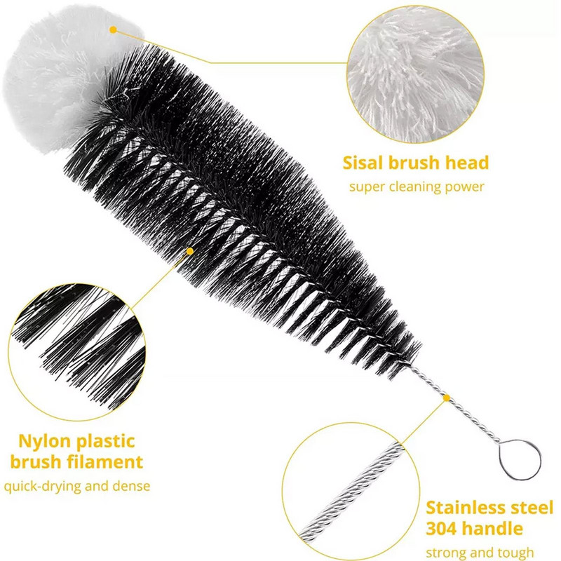 Βούρτσα για μπουκάλι ρεύματος αναψυκτικού με λαβή από ξύλο οξιάς Βάση καθαρισμού γυάλινης φιάλης Βούρτσα καθαρισμού Εύκολη στο καθάρισμα Μπουκάλια Βάζα Εξειδικευμένα γυάλινα σκεύη