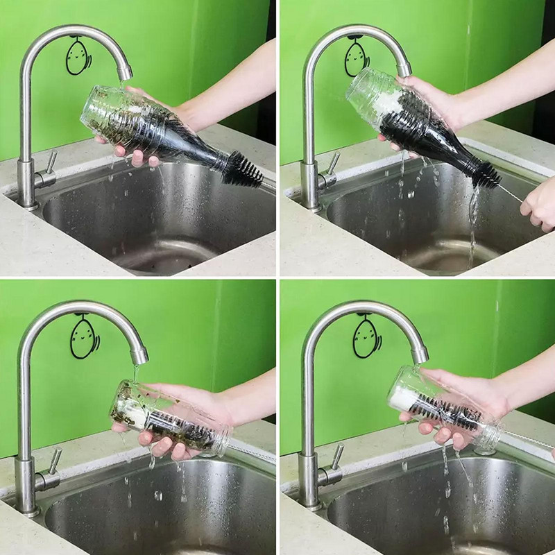 Βούρτσα για μπουκάλι ρεύματος αναψυκτικού με λαβή από ξύλο οξιάς Βάση καθαρισμού γυάλινης φιάλης Βούρτσα καθαρισμού Εύκολη στο καθάρισμα Μπουκάλια Βάζα Εξειδικευμένα γυάλινα σκεύη