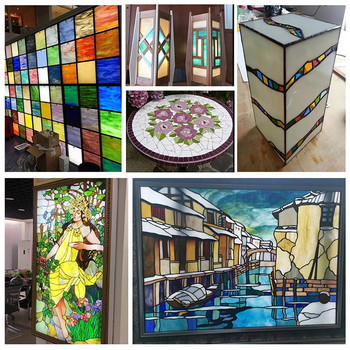 10x10 см стъклени мозаечни плочки Квадратни мозаечни камъни Многоцветна Направи си сам мозайка за изработка на художествени занаяти с кутия