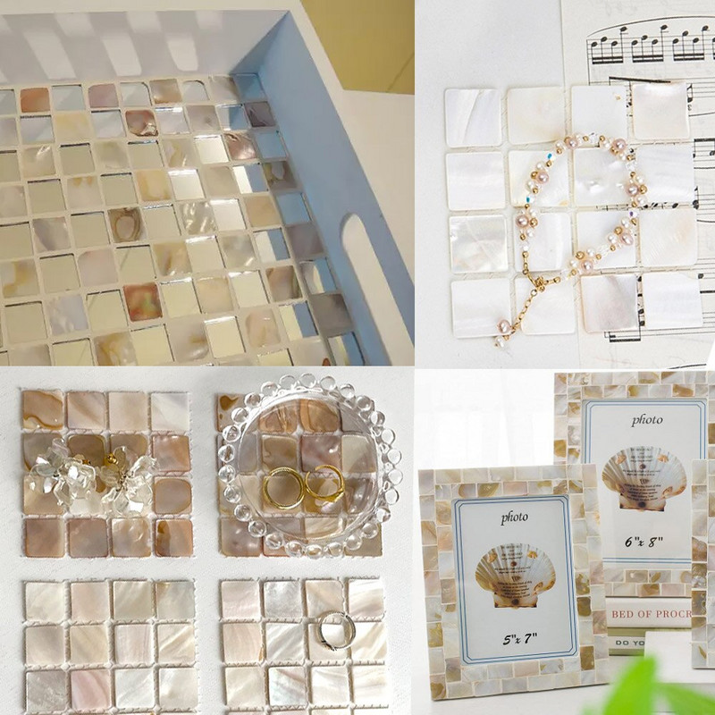 100g Kvadratinė grynai balta spalva 100% kiniška gėlo vandens kriauklė perlamutrinė mozaikinė plytelė namų vidaus apdailos plytelėms