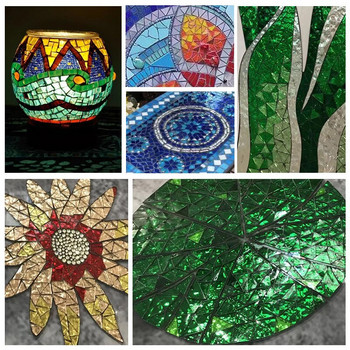 50g Прозрачни стъклени мозаечни плочки Триъгълни оцветени мозаечни парчета Направи си сам камъни за правене на мозайка за занаяти Хоби Изкуства Декорация на стени в дома