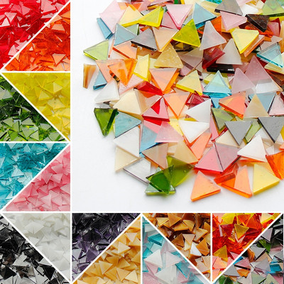 50g Clear Glass Mosaic Tiles Triangular Stained Mosaic Piece DIY Mosaic Making Stones for Craft Hobby Arts Home Wall Decoration