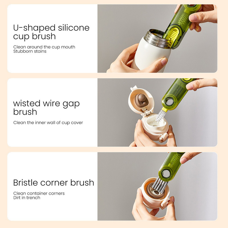 Βούρτσα καθαρισμού καπακιού κυπέλλου Βούρτσα ρωγμής Βούρτσα γωνιακή βούρτσα πλύσης για κεραμικό κύπελλο θηλή χρησιμοποιεί PIEZ