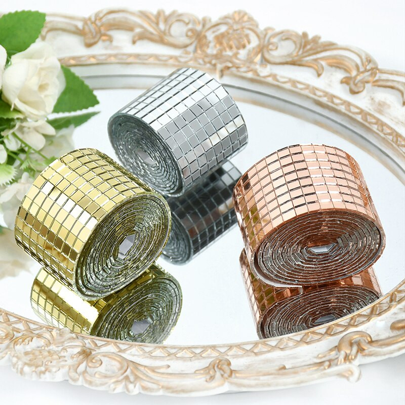 4 * 100 cm auto-adeziv mini oglindă pătrată din sticlă din mozaic autocolante pentru baie bricolaj artizanat lucrat manual decorarea casei