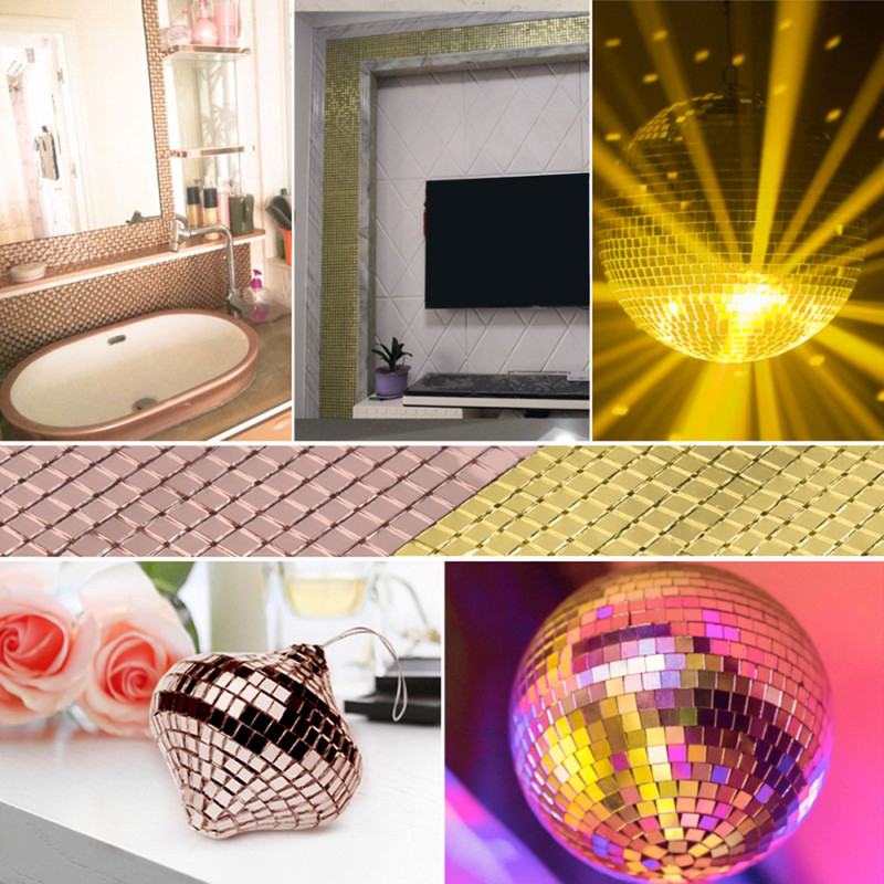 Πλέγμα 5x5mm 30cm Αυτοκόλλητο Τετράγωνο Γυαλί Ψηφιδωτό Πλακάκια Χρυσό Σιβερ Καθρέφτες Μωσαϊκά Φύλλα για DIY Χειροτεχνία Αυτοκόλλητο τοίχου