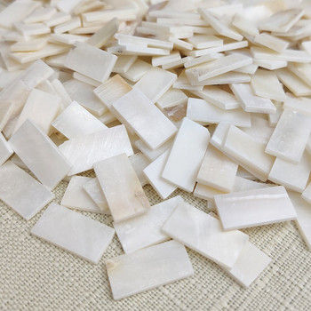 50 τμχ ορθογώνιο FanshapePure White Color Shell Mother of pearl μωσαϊκό πλακάκι για χειροτεχνία DIY διακόσμηση