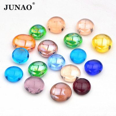 JUNAO 20 τμχ Mix Color Glass Mosaic Tiles Stones Round Cabochons Beads DIY Mosaic Making for Puzzle Arts Χειροτεχνία διακόσμησης σπιτιού