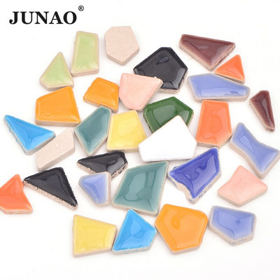 JUNAO 20 τμχ Mix Color Glass Mosaic Tiles Stones Round Cabochons Beads DIY Mosaic Making for Puzzle Arts Χειροτεχνία διακόσμησης σπιτιού