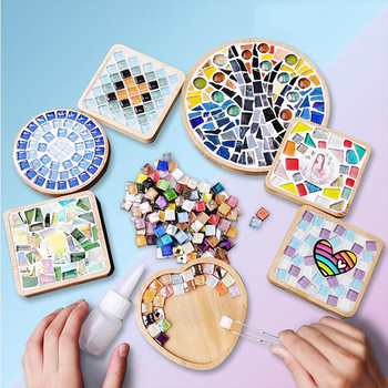DIY Μωσαϊκό σουβέρ BottomBamboo Pad Χειροποίητο Heart Square Coaster Cup Mat Craft Mosaic Tool Hobby Arts