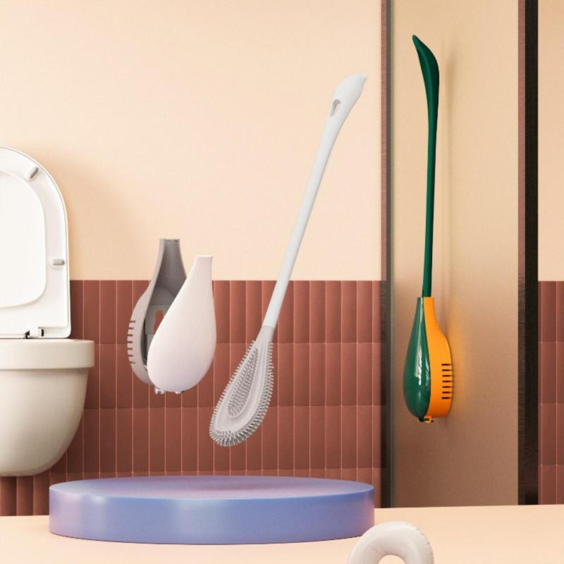 Βούρτσες τουαλέτας σιλικόνης με θήκη επιτοίχιας μακράς λαβής Βούρτσα καθαρισμού τουαλέτας που ανοίγει και κλείνει αξεσουάρ μπάνιου