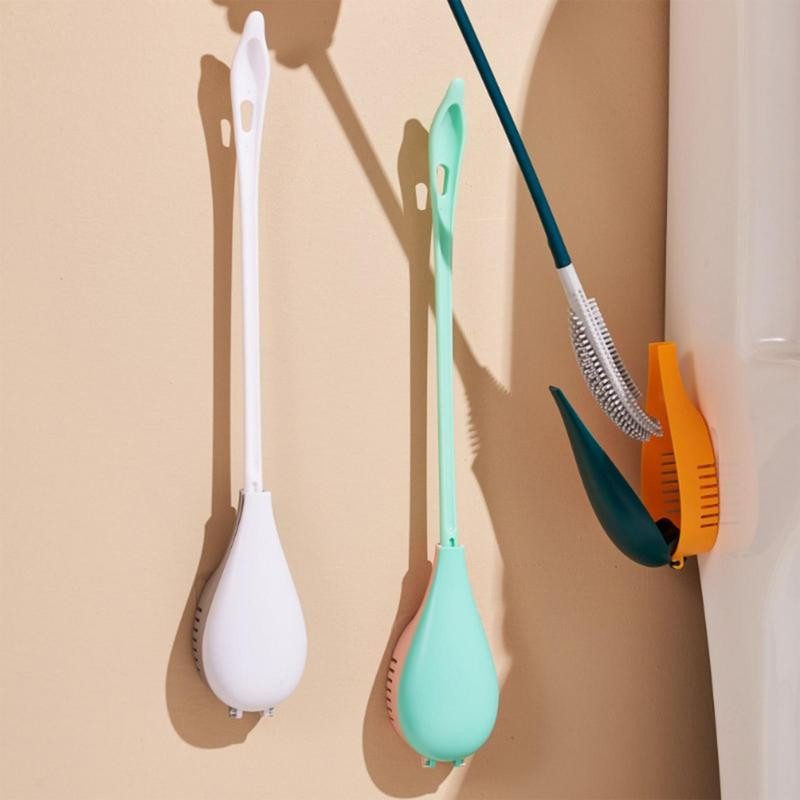 Βούρτσες τουαλέτας σιλικόνης με θήκη επιτοίχιας μακράς λαβής Βούρτσα καθαρισμού τουαλέτας που ανοίγει και κλείνει αξεσουάρ μπάνιου