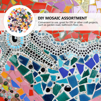 120g Polygon Porcelain Mosaic Tiles DIY Craft Ceramic Tile Mosaic Making Materials 1-4cm μήκος,1~4g/pc,3,5mm Πάχος