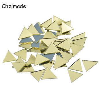 Chzimade 50τμχ Χρυσό Χρώμα Αυτοκόλλητο Γυαλί Τρίγωνο Καθρέφτες Μωσαϊκό Πλακάκια Μίνι Για Κουζίνα Μπάνιο DIY Χειροποίητη Διακόσμηση Σπιτιού