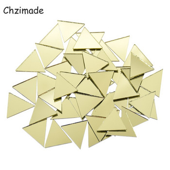Chzimade 50τμχ Χρυσό Χρώμα Αυτοκόλλητο Γυαλί Τρίγωνο Καθρέφτες Μωσαϊκό Πλακάκια Μίνι Για Κουζίνα Μπάνιο DIY Χειροποίητη Διακόσμηση Σπιτιού