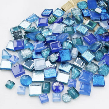 100g разнообразни цветни блестящи стъклени мозаечни плочки за Направи си сам занаятчийски консумативи синьо зелено на едро bulkhobby